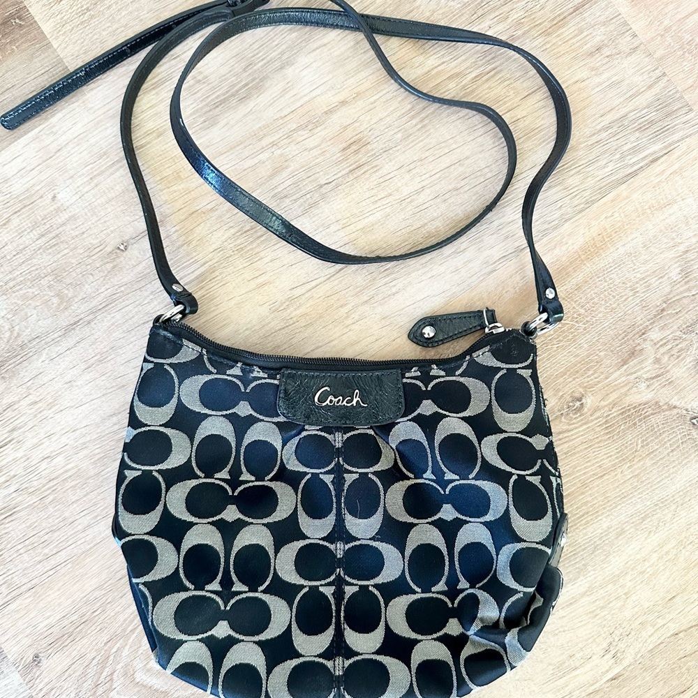 Coach Small Crossbody Bag Black&Silver Gem